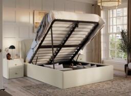 Amarilla Bouclé Ottoman Bed Frame - 6'0 Super king - Beige - thumbnail 2