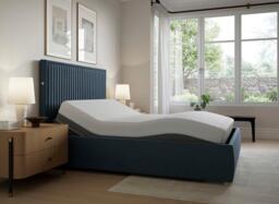 TEMPUR® Duxford Sleepmotion Adjustable Upholstered Bed Frame - 5'0 King - Blue - thumbnail 1