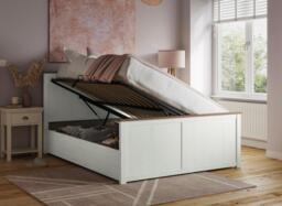 Fairbourne Wooden Ottoman Bed Frame - 5'0 King - White - thumbnail 2
