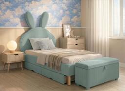 Darcie Upholstered Bunny Storage Box - Blue - thumbnail 3