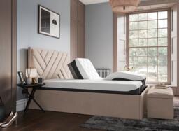 House Beautiful Jay Sleepmotion Adjustable Velvet-Finish Bed Frame - 5'0 King - Beige - thumbnail 1