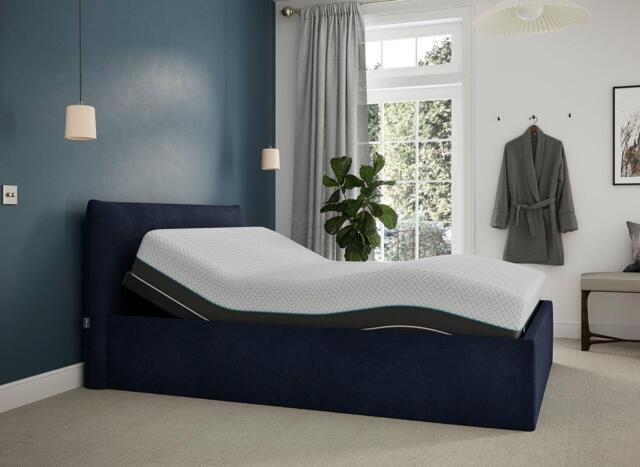 Silentnight Perrie Sleepmotion Adjustable Upholstered Bed Frame - 4'6 Double - Blue - image 1
