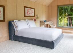 Mira Upholstered Ottoman Bed Frame - 5'0 King - Blue - thumbnail 3