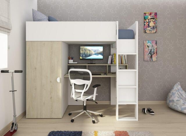 Wren Kids Wooden High Sleeper - 3'0 Euro single - White - image 1