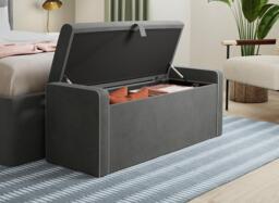 Silentnight Wyatt Upholstered Blanket Box - Grey - thumbnail 2