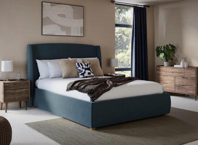 TEMPUR® Linford Upholstered Ottoman Bed Frame - 5'0 King - Blue - image 1