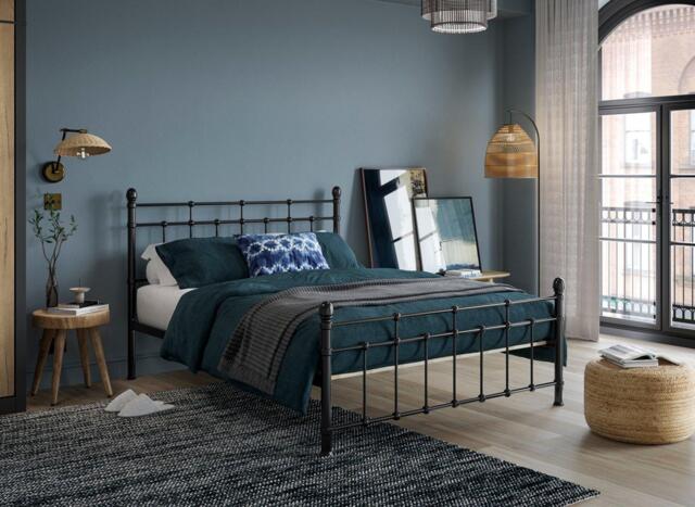 Downton Black Metal Bed Frame - 4'6 Double - Black - image 1