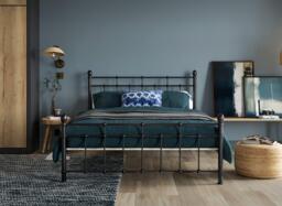 Downton Black Metal Bed Frame - 4'6 Double - Black - thumbnail 2