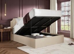 Alyssa Ottoman Upholstered Bed Frame - 5'0 King - Cream - thumbnail 2