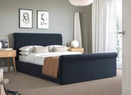 Wilson Upholstered Ottoman Bed Frame - 4'6 Double - Blue - thumbnail 1
