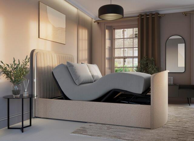 Alexis Adjustable TV Bed - 6'0 Super king - Cream - image 1