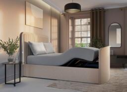 Alexis Adjustable TV Bed - 6'0 Super king - Cream - thumbnail 2