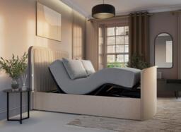 Alexis Adjustable TV Bed - 6'0 Super king - Cream - thumbnail 1