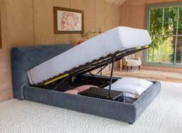 Mira Upholstered Ottoman Bed Frame - 6'0 Super king - Blue - thumbnail 4