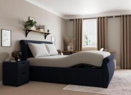 Lucia Ergomotion Adjustable Upholstered Bed Frame - 4'6 Double - Blue - thumbnail 2