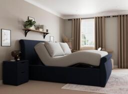 Lucia Ergomotion Adjustable Upholstered Bed Frame - 4'6 Double - Blue