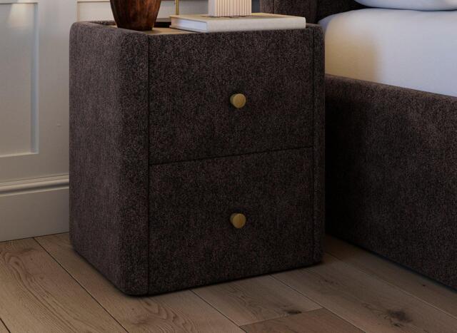 Amarilla Bouclé Bedside Table - Brown