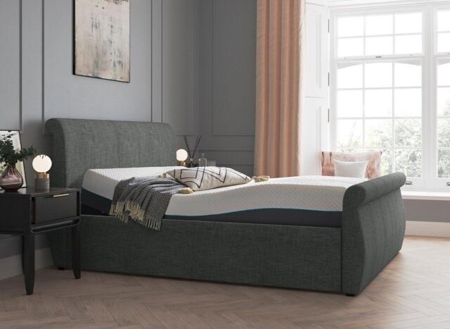 Lucia Sleepmotion Adjustable Upholstered Bed Frame - 3'0 Single - Grey - image 1