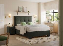 Hopkins Upholstered Ottoman Bed Frame - 4'0 Small double - Green - thumbnail 1