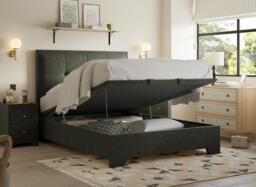 Hopkins Upholstered Ottoman Bed Frame - 4'0 Small double - Green - thumbnail 2