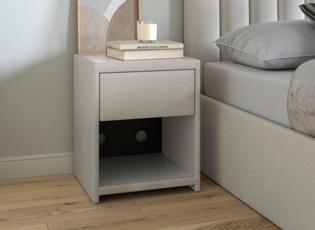Davies Upholstered Bedside Table - Grey