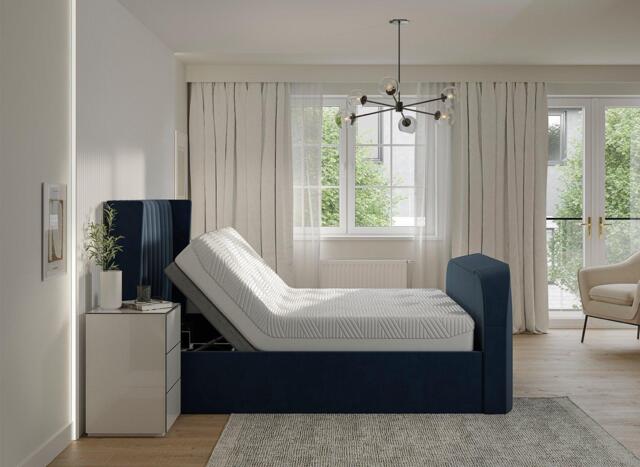 Foley Adjustable TV Bed - 6'0 Super king - Blue - image 1