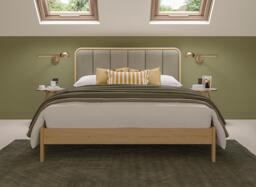 Soren Wooden Bed Frame - 4'6 Double - Beige - thumbnail 2