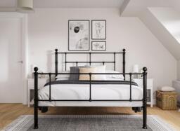 Jessica Metal Bed Frame - 4'6 Double - Black - thumbnail 2