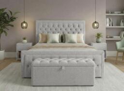 Robyn Upholstered Blanket Box - Grey - thumbnail 3