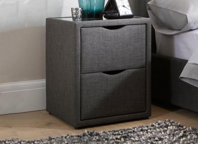 Lucia / Wilson Upholstered Bedside Table - Grey