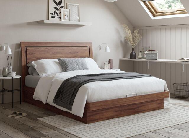 Isabella Wooden Ottoman Bed Frame - 4'6 Double - Brown - image 1