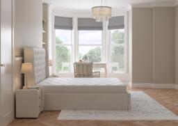 Deacon Sleepmotion Adjustable Upholstered Bed Frame - 4'6 Double - Cream - thumbnail 2