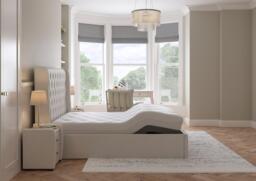 Deacon Sleepmotion Adjustable Upholstered Bed Frame - 4'6 Double - Cream - thumbnail 4