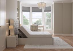 Deacon Sleepmotion Adjustable Upholstered Bed Frame - 4'6 Double - Cream - thumbnail 3