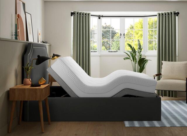 Silentnight Holden Sleepmotion Adjustable Upholstered Bed Frame - 4'6 Double - Grey - image 1