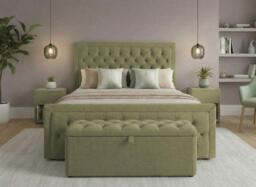 Robyn Upholstered Blanket Box - Green - thumbnail 3