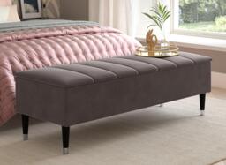Batten Velvet-Finish Blanket Box - Grey