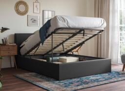 Yardley Upholstered Ottoman Bed Frame - 4'6 Double - Black - thumbnail 1