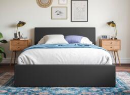 Yardley Upholstered Ottoman Bed Frame - 4'6 Double - Black - thumbnail 3
