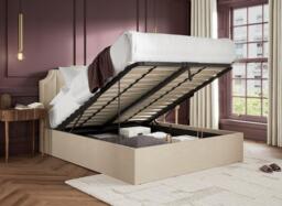 Alyssa Ottoman Upholstered Bed Frame - 5'0 King - Cream - thumbnail 2