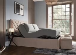 Jay Ergomotion Adjustable Velvet-Finish Bed Frame - 5'0 King - Beige - thumbnail 1