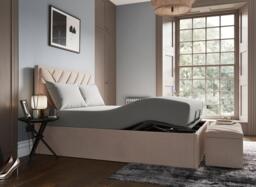 Jay Ergomotion Adjustable Velvet-Finish Bed Frame - 5'0 King - Beige - thumbnail 2