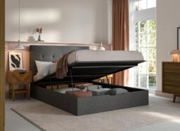 Ashfield Upholstered Ottoman Bed Frame - 4'0 Small double - Grey - thumbnail 2