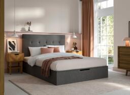 Ashfield Upholstered Ottoman Bed Frame - 4'0 Small double - Grey - thumbnail 1