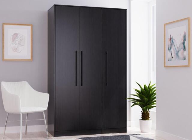 Oregon 3-Door Wardrobe - Black - image 1