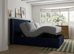 Silentnight Payton Ergomotion Adjustable Upholstered Bed Frame - 4'6 Double - Blue - thumbnail 1