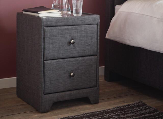 Kimberley Upholstered Bedside Table - Grey - Grey