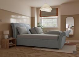 Delaware Ergomotion Adjustable Upholstered Sleigh Bed Frame - 5'0 King - Grey - thumbnail 1