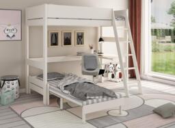 Anderson Desk High Sleeper With Pink Chair - 3'0 Single - White - thumbnail 2