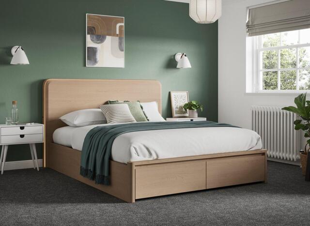 Roman LED Wooden Ottoman Bed - 5'0 King - Brown - image 1